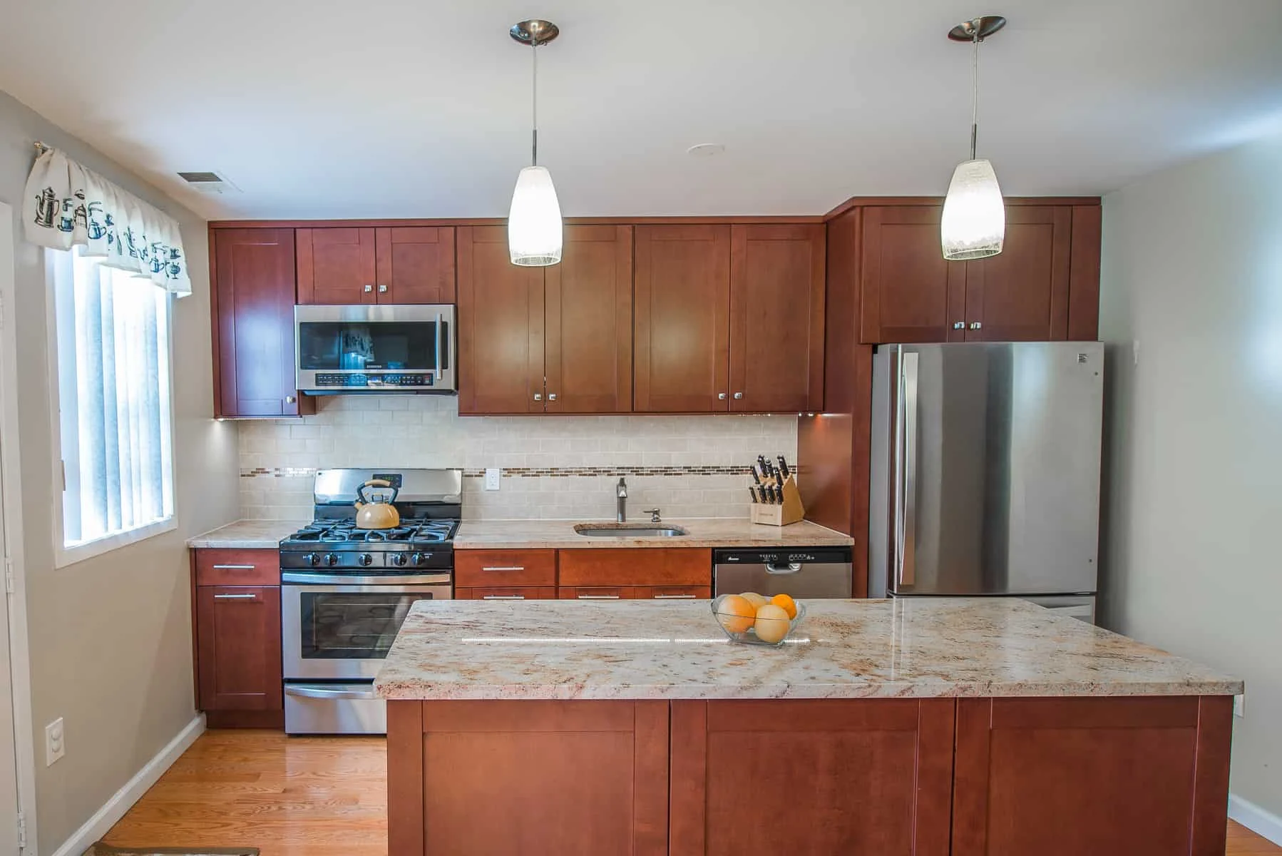 kitchen island in cherry finish