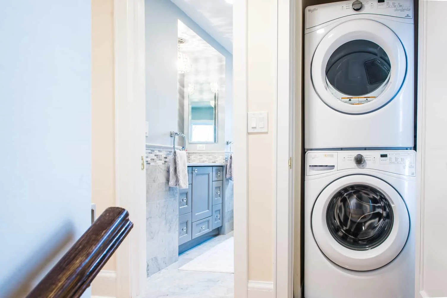 Built laundry in closet on second floor