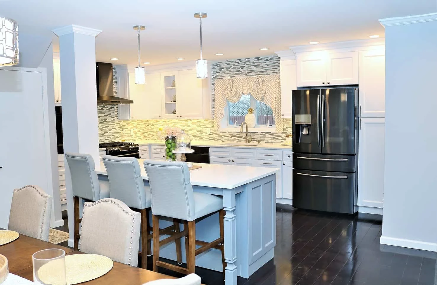 Grey and white kitchen with shaker style doors