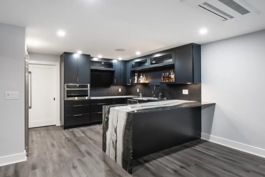 westchester-basement-bar-design Basement entertainment bar designed for a Westchester County home renovation