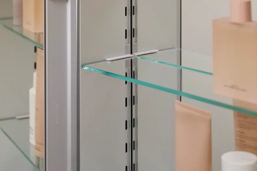 Medicine cabinet glass shelves