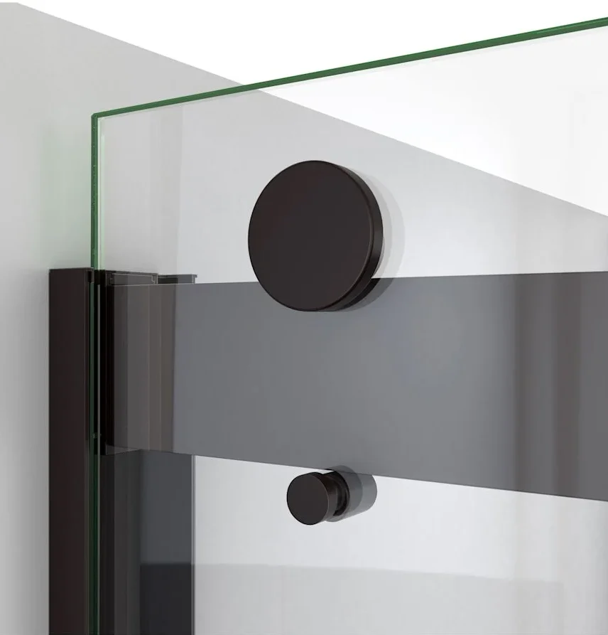 Matte-black roller hardware detail