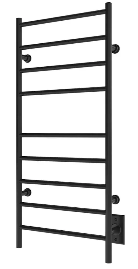 Matte-black heated towel warmer